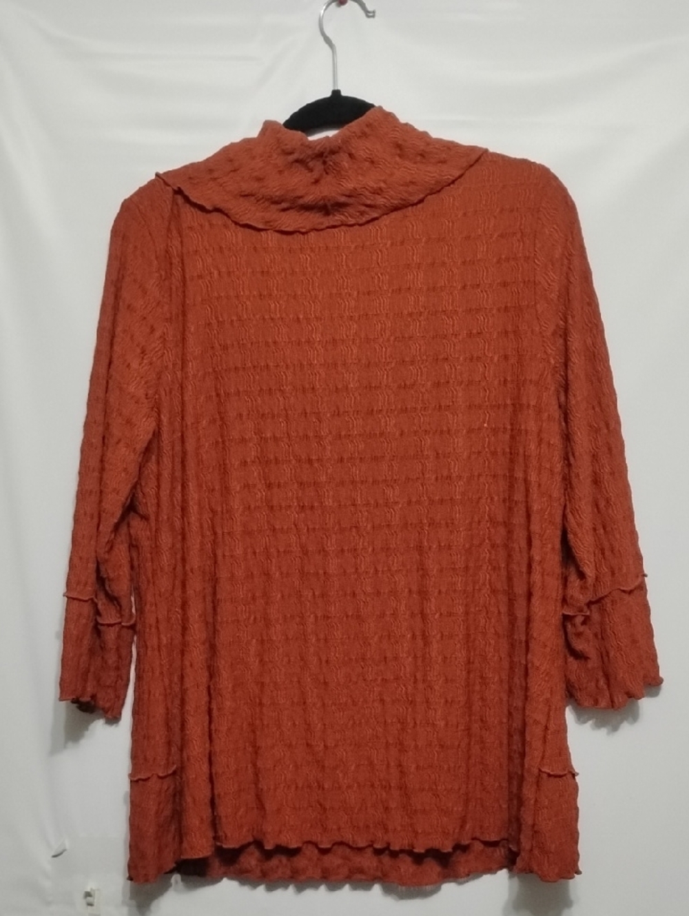 Carine Rust Orange Textured Cowl Neck Top - Picture 7 of 8